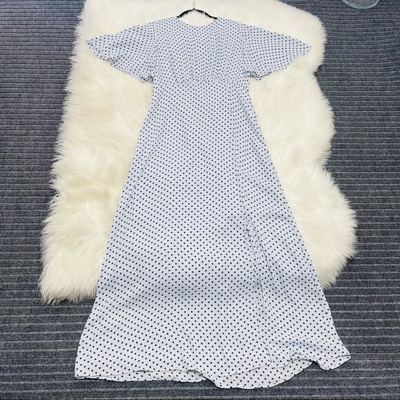 Who What Wear Blue Polkadots Flutter Sleeve Midi Dress Size S - Picture 4 of 12
